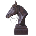 Horse Bust with Chain on Pedestal