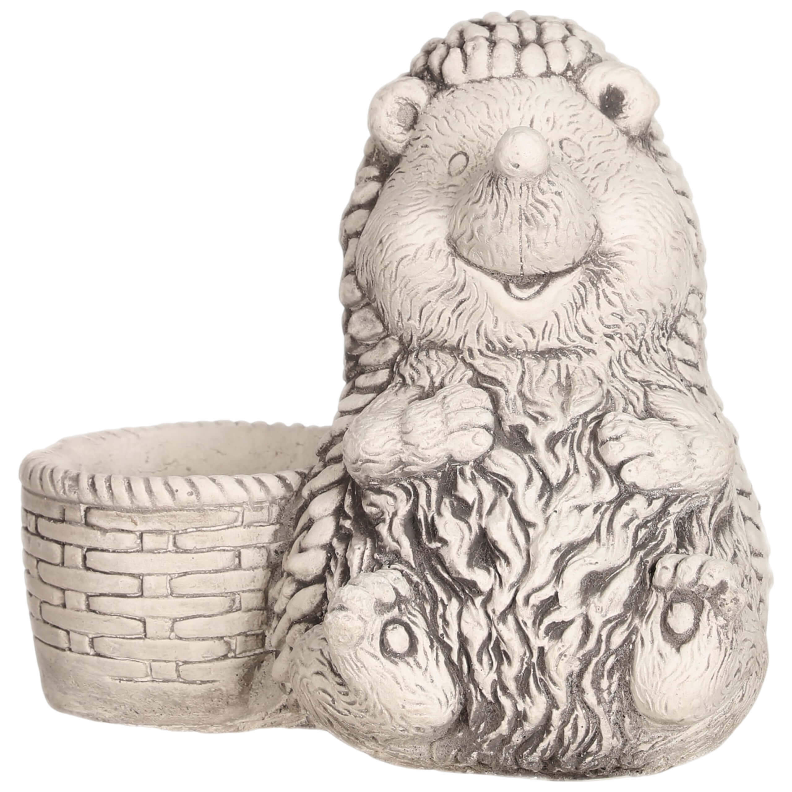Gray Hedgehog with Basket Planter