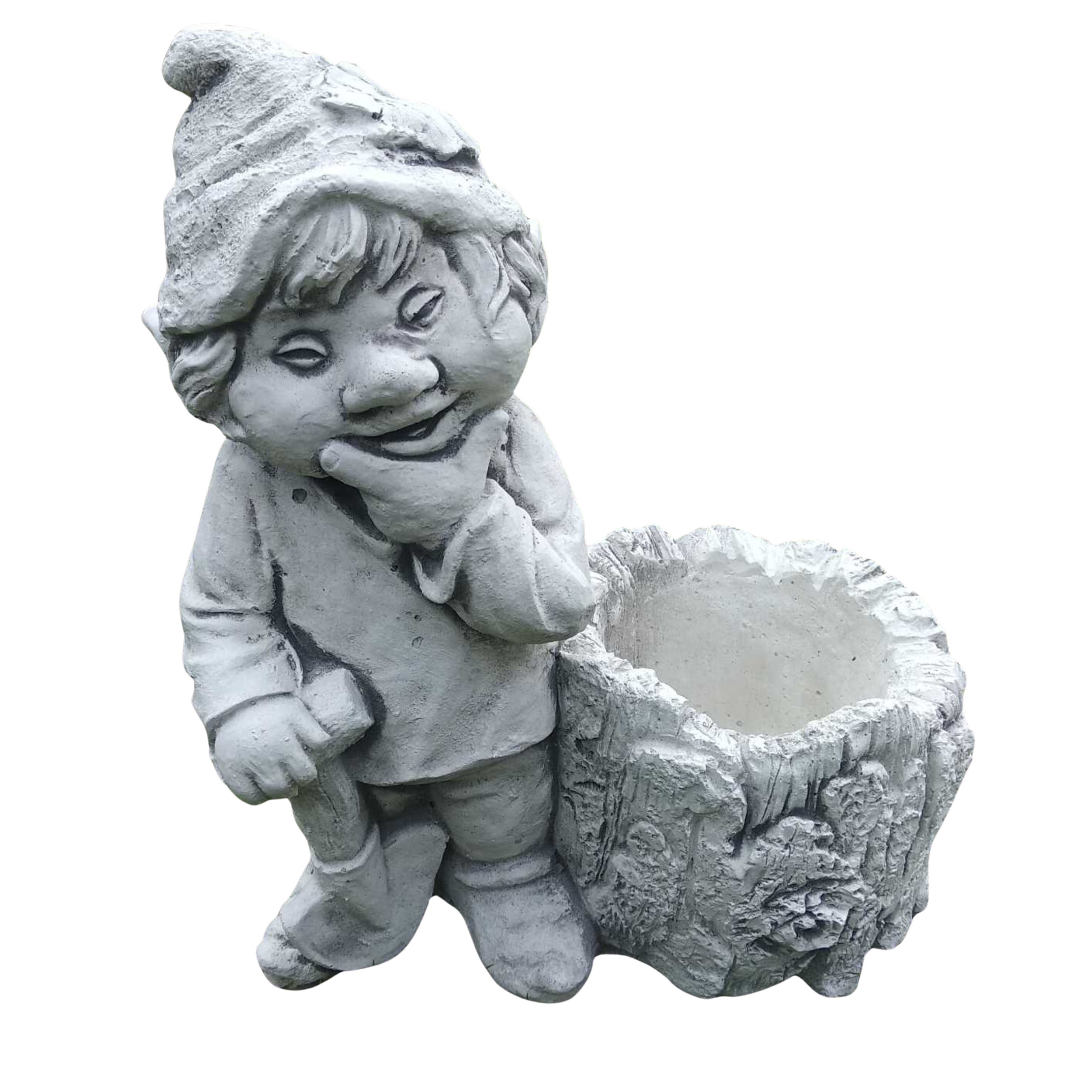 Tomek the Garden Gnome with Tree Stump Planter