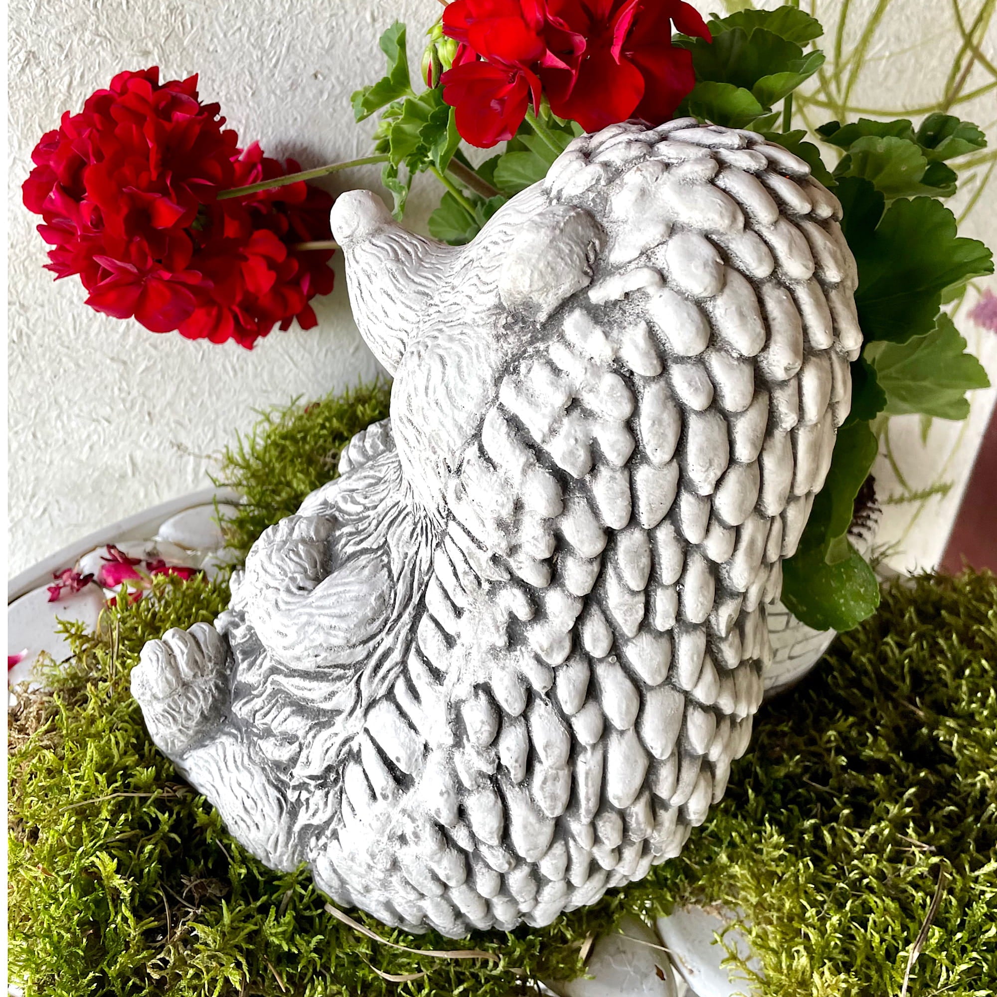 Gray Hedgehog with Basket Planter